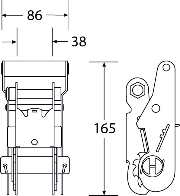 35mm ratchet lashing dimensions